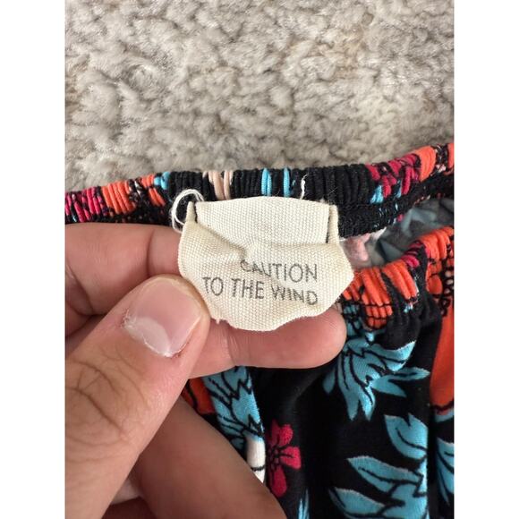 Caution Of The Wind Size M Dakr Floral Print Stretch Romper Colorful Pullover - Picture 7 of 10